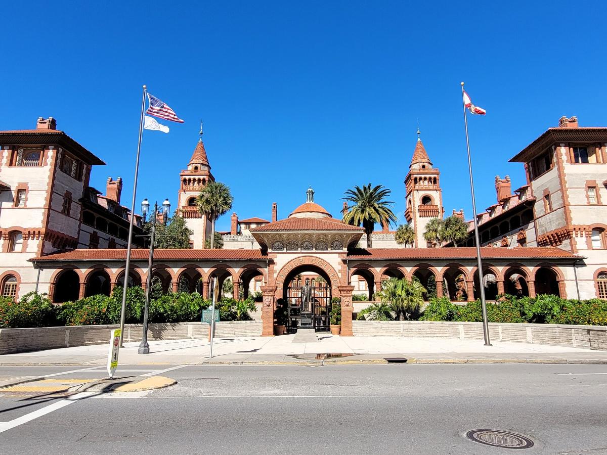 The towers and red-tile roofs of the former Hotel Ponce de León, now Flagler College